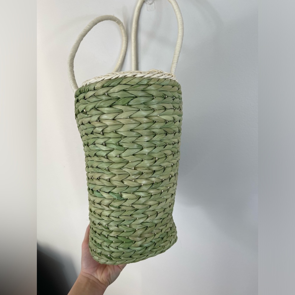 Women’s Beach GreenTote Bag Palm Trees Basketweave Tropical - Picture 3 of 11